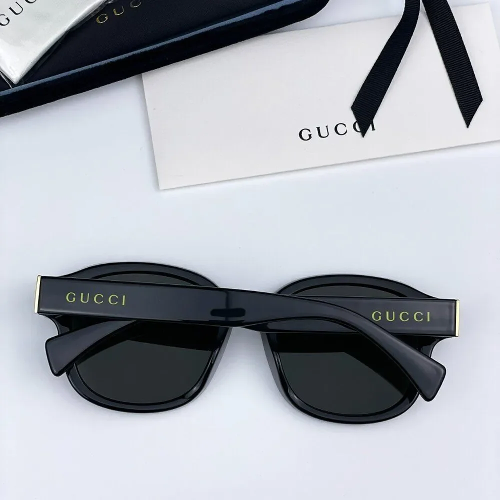 SALE! NEW Gucci GG1140SK 002 Black Green Square Unisex Sunglasses